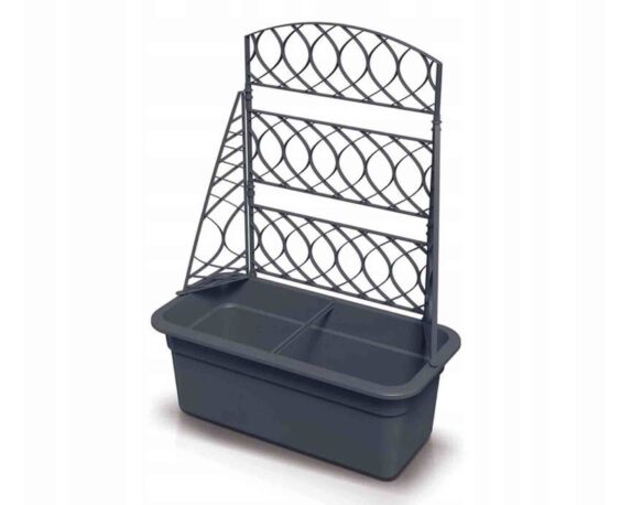 Fioriera Bloma con Griglia Antracite 58x28x25,5cm in Plastica Riciclata