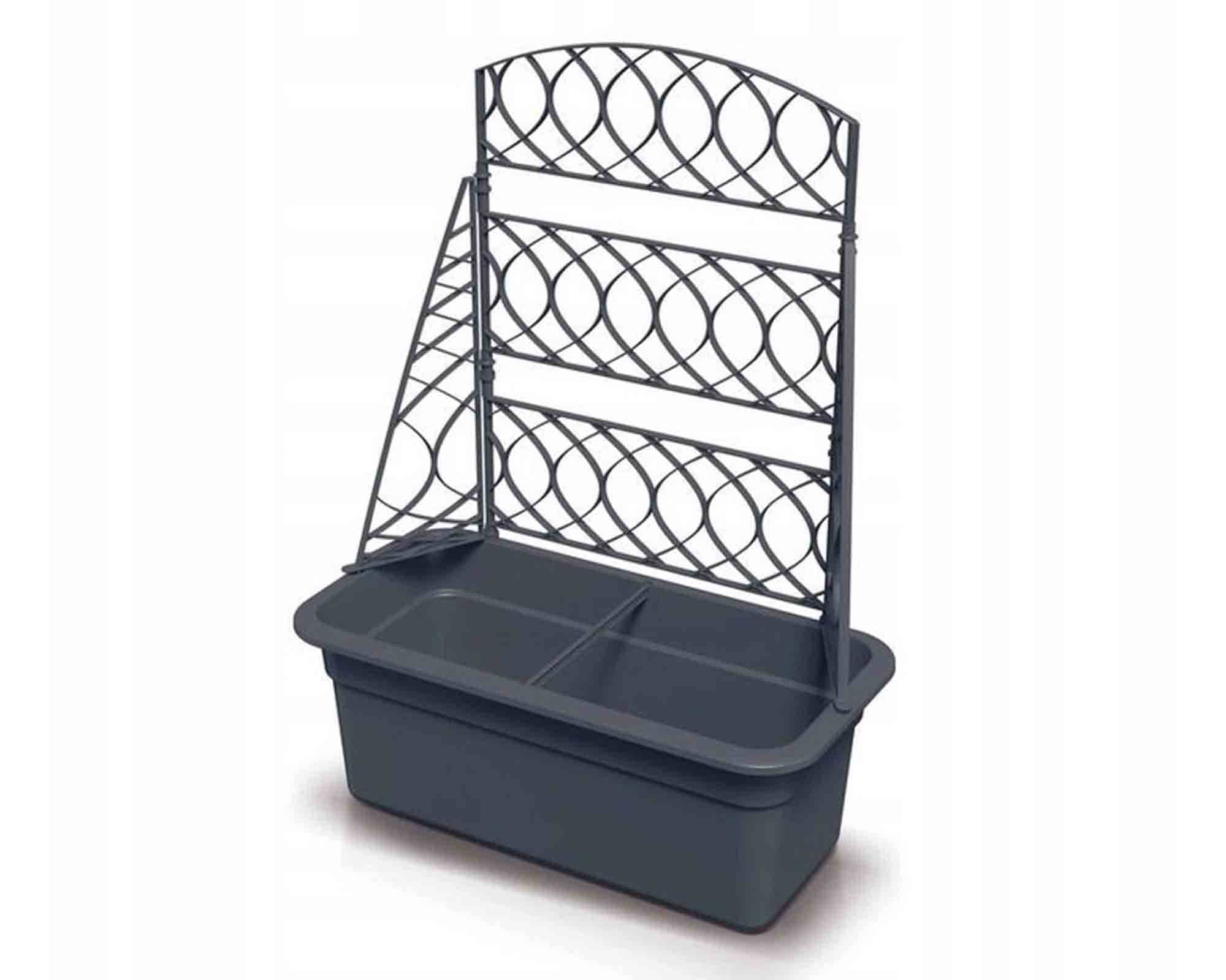 Fioriera Bloma con Griglia Antracite 58x28x25,5cm in Plastica Riciclata