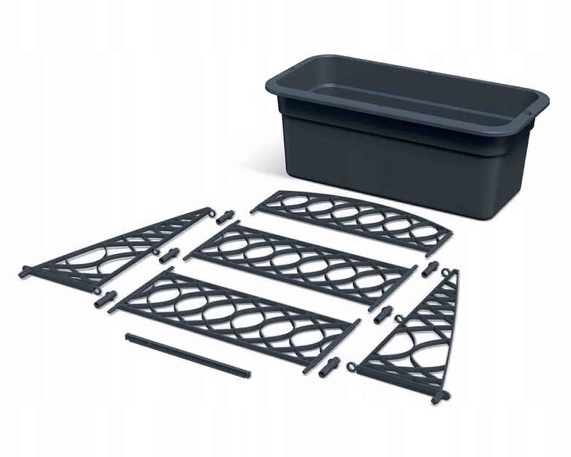 Fioriera Bloma con Griglia Antracite 58x28x25,5cm in Plastica Riciclata - immagine 3