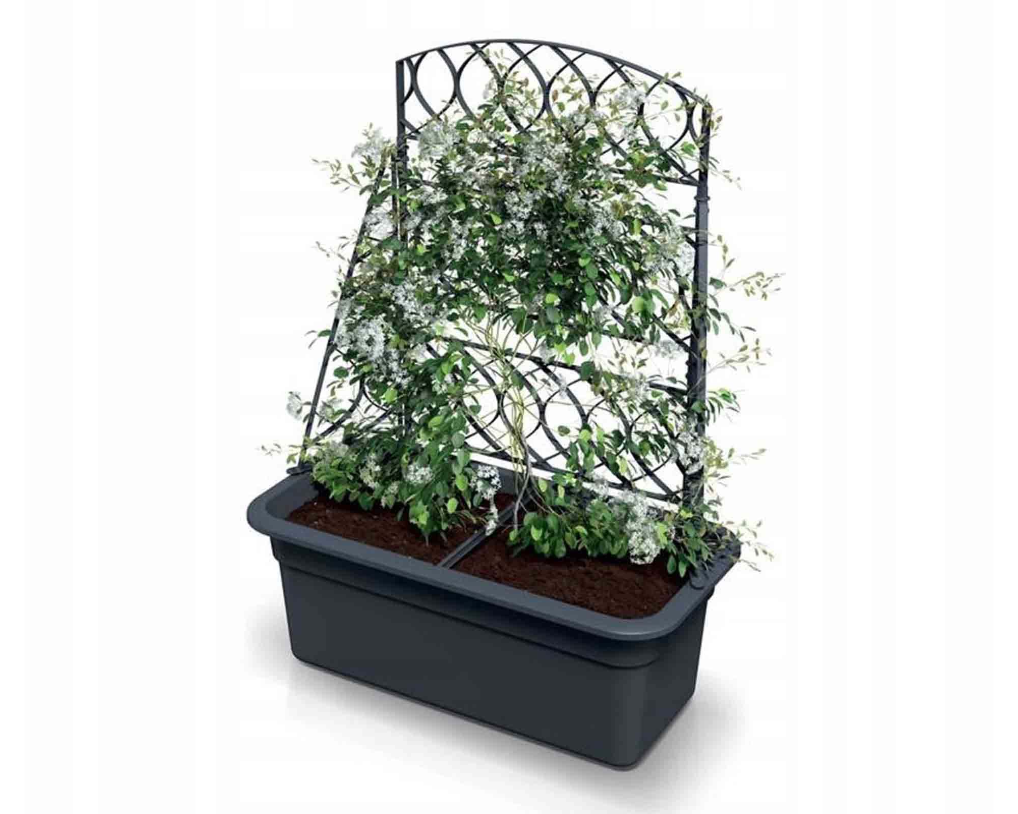 Fioriera Bloma con Griglia Antracite 58x28x25,5cm in Plastica Riciclata - immagine 2