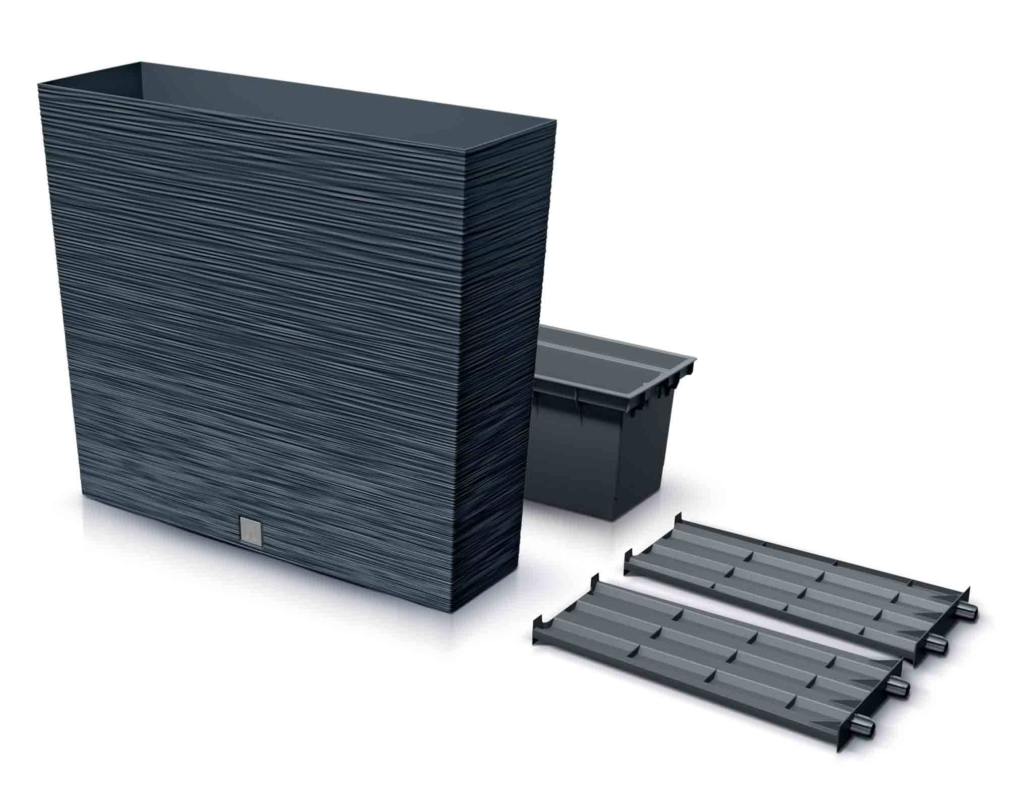 Fioriera Rettangolare Furu Antracite 77x23,5x68,5cm in Plastica Riciclata - immagine 3