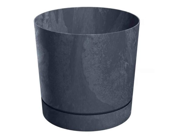 Vaso Cilinfrico Effetto Beton Antracite D39x37,5cm in Plastica Riciclata