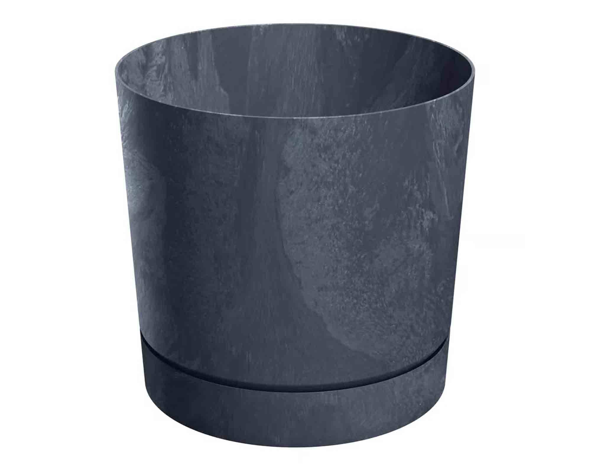 Vaso Cilinfrico Effetto Beton Antracite D39x37,5cm in Plastica Riciclata