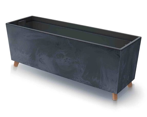 Fioriera Rettangolare con Piedini Eco Antracite 77×23,5x30cm in Plastica Riciclata
