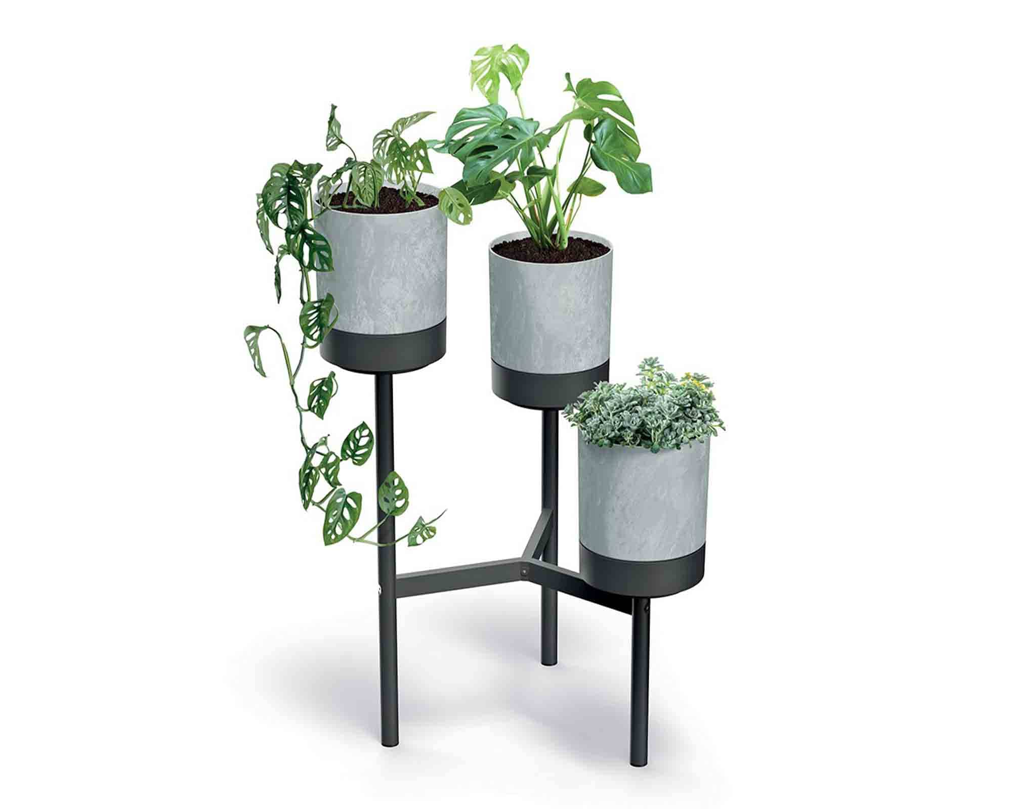 Etagere con 3 Fori Basso Antracite 54x49x80,5cm in Metallo - immagine 2