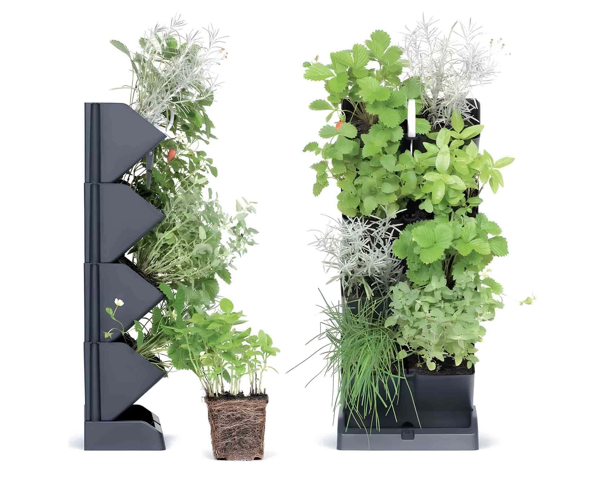 Porta Piante Verticale Universale Mini Cascade con Supporto Antracite 19,5x11,5x47,5cm in Plastica - immagine 6