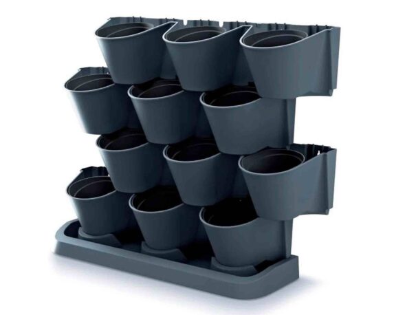 Porta Piante Verticale Universale con 3 Fori da Parete 68,5x19x54,5cm in Plastica