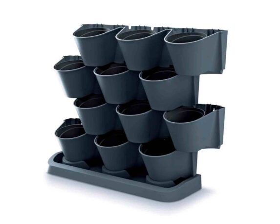 Porta Piante Verticale Universale con 3 Fori da Parete 67x18x57cm in Plastica