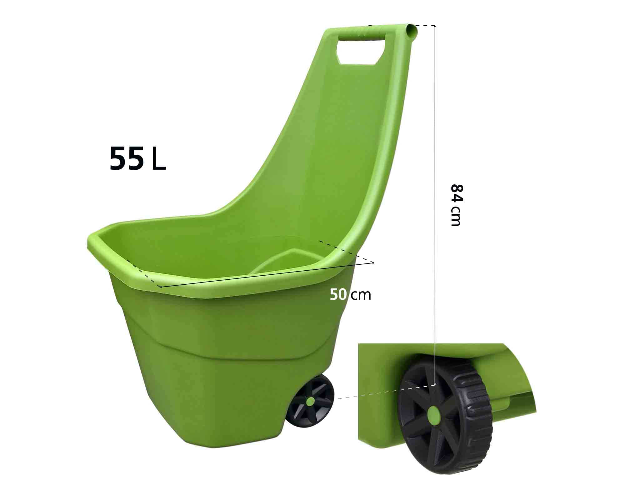 Carrello da giardino Verde da 55L Verde 50x61x84cm in Plastica - immagine 2