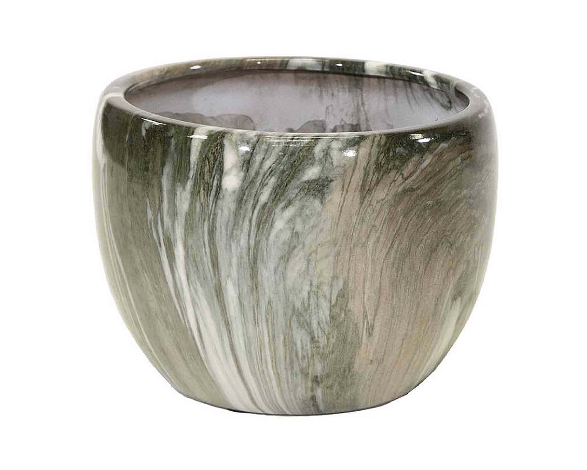 Cachepot Emperor Belly Smaltato Verde D20x19cm in Terracotta