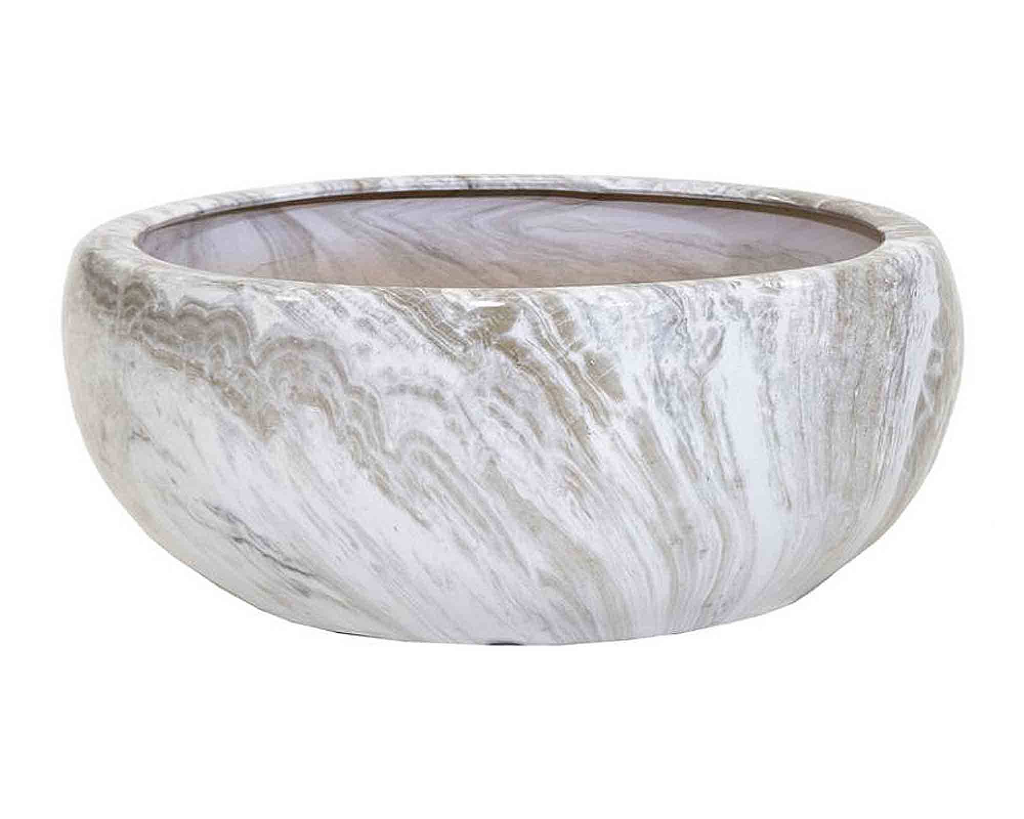 Cachepot Tonda Emperor Bowl Smaltato Grigio D33x17cm in Terracotta