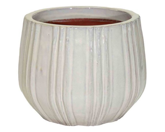 Cachepot Portly con Righe Verticali Beige D32x25,5cm in Terracotta