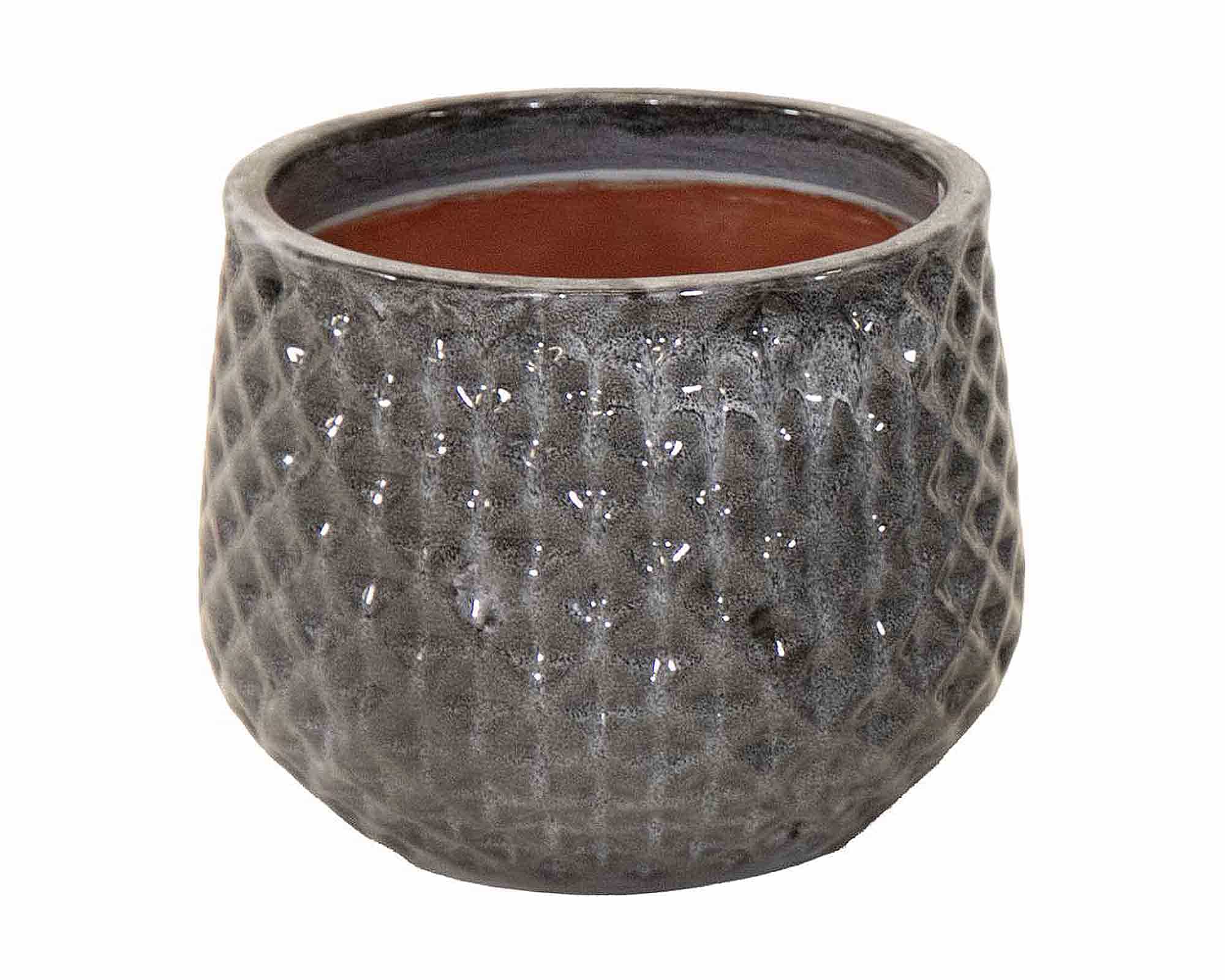 Cachepot Portly Righe Verticale Nero D18x14,5cm in Terracotta