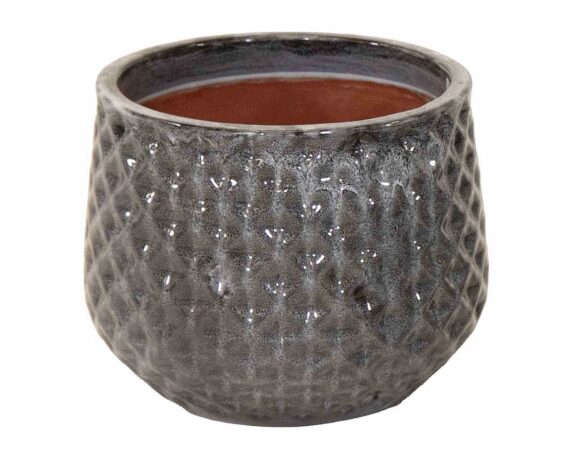 Cachepot Portly Righe Verticale Nero D25x20cm in Terracotta