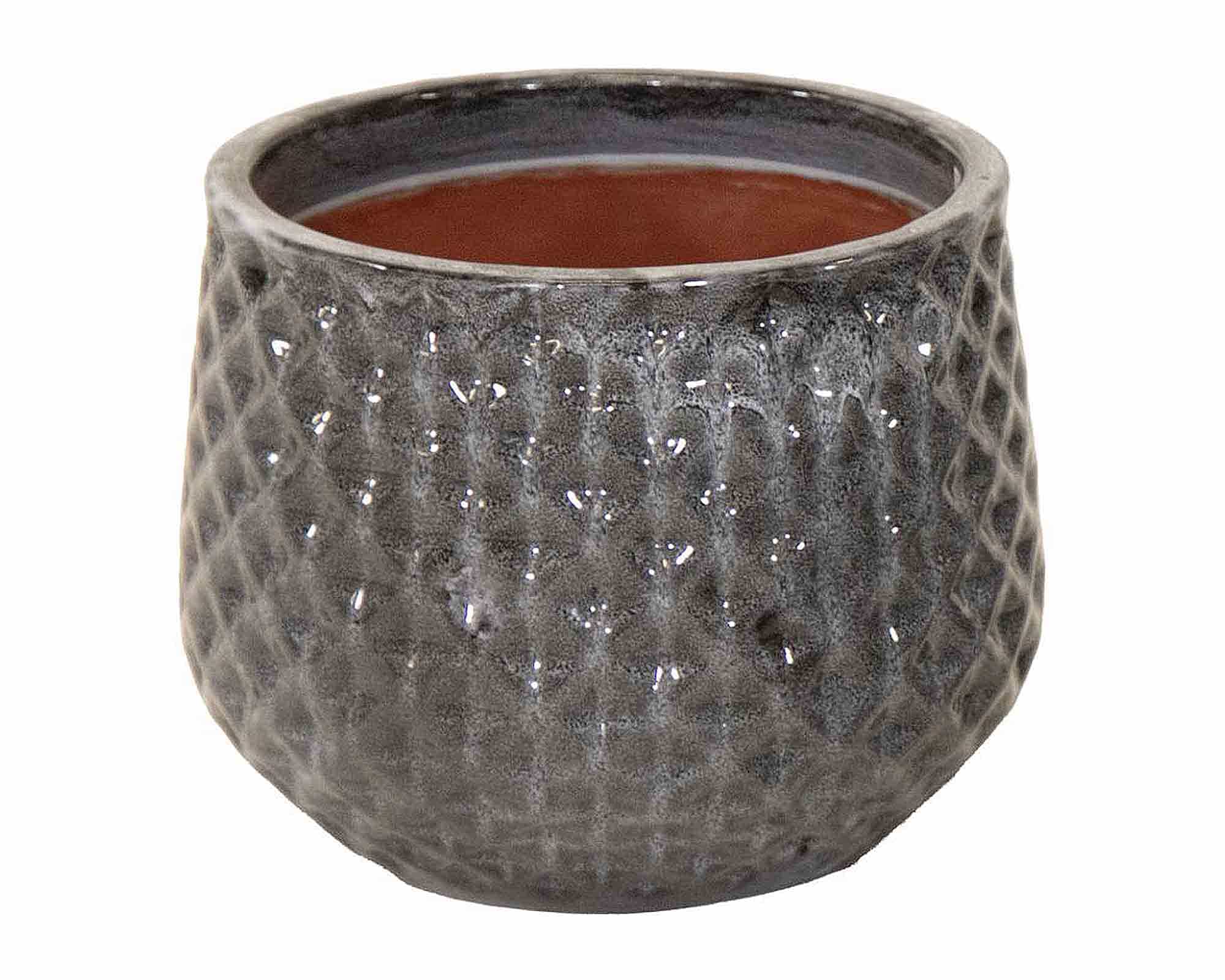 Cachepot Portly Righe Verticale Nero D25x20cm in Terracotta