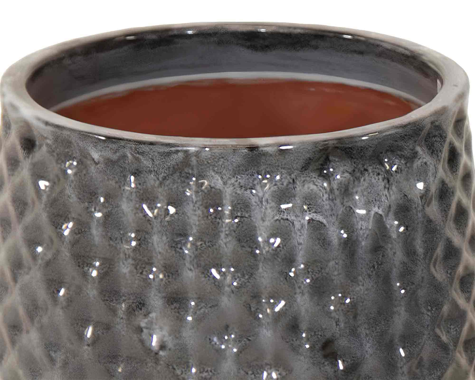 Cachepot Portly Righe Verticale Nero D32x25,5cm in Terracotta - immagine 2