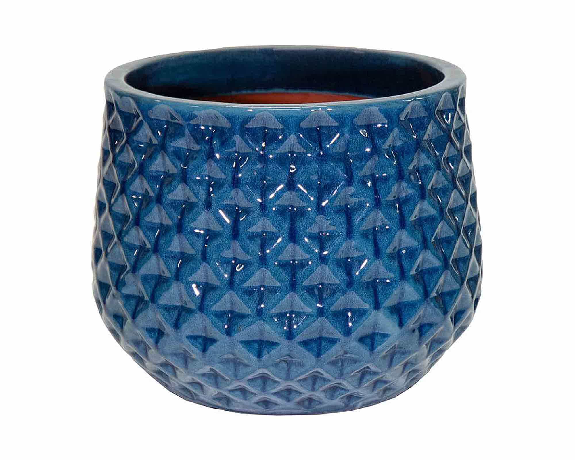 Cachepot Portly Wyber Smaltato Blu D18x14,5cm in Terracotta