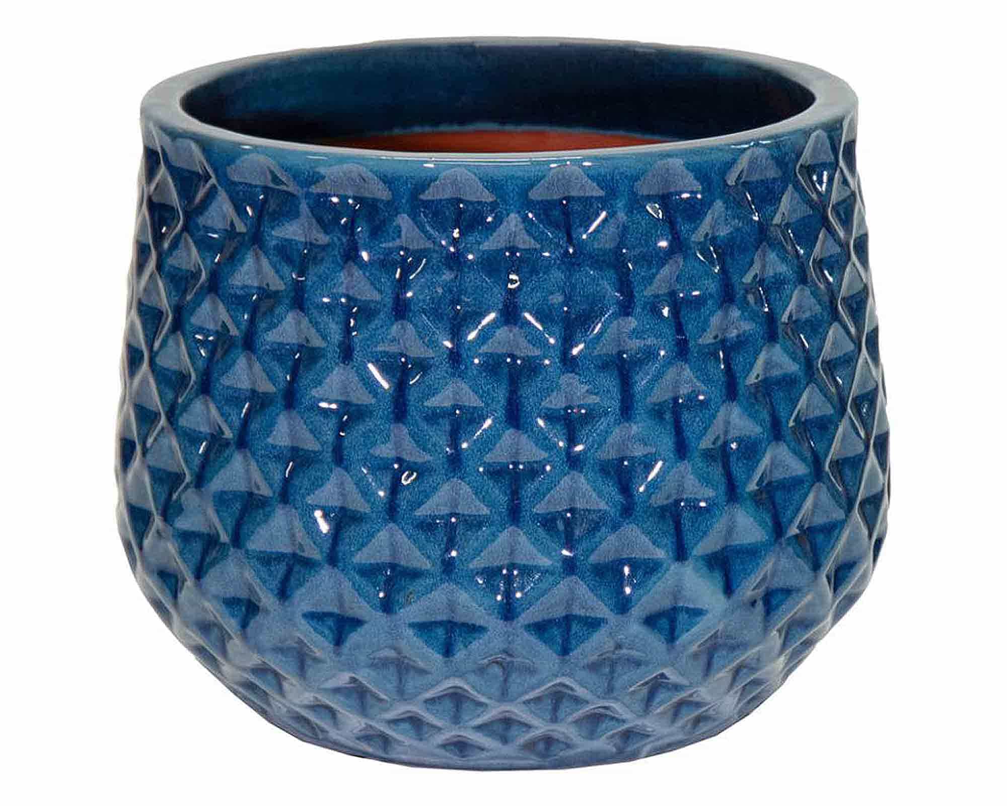 Cachepot Portly Wyber Smaltato Blu D32x25,5cm in Terracotta