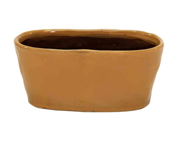Cachepot Village Ovale Smaltayo Ambra 22,5x10x10cm in Terracotta