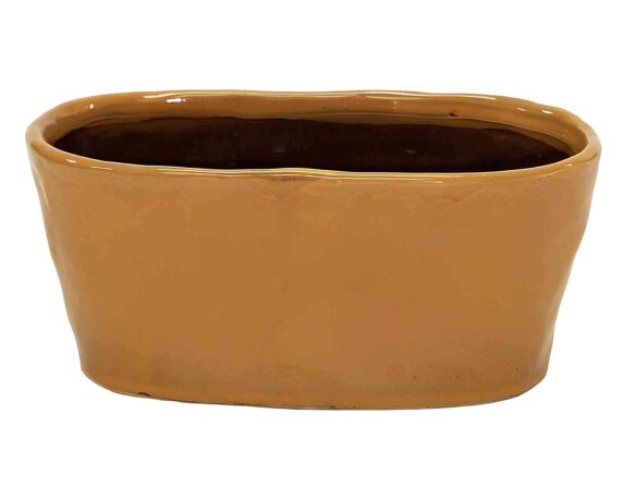 Cachepot Village Ovale Smaltayo Ambra 25×13,5x11cm in Terracotta