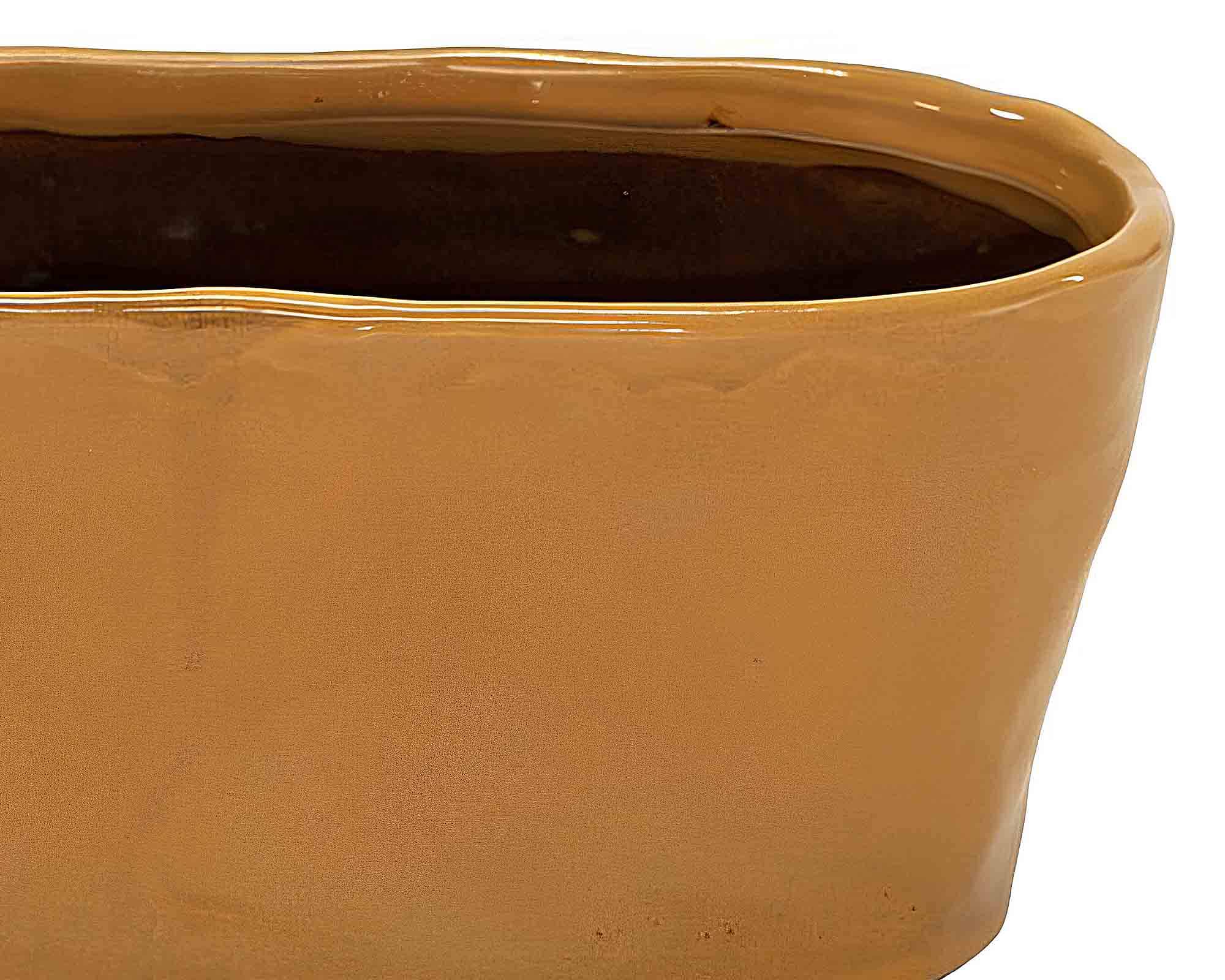 Cachepot Village Ovale Smaltayo Ambra 25x13,5x11cm in Terracotta - immagine 2