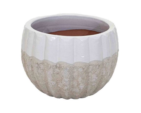 Cachepot Elegante e Decorativo Smaltato Blu e Bianco D21x16cm in Terracotta