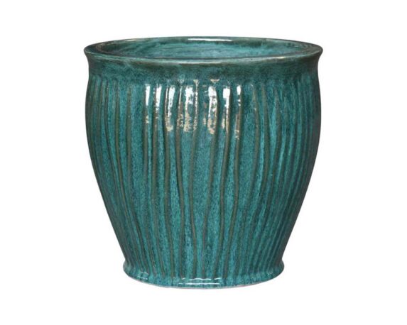 Cachepot Portly Belly Wave Smaltato Verde D19x19cm in Terracotta