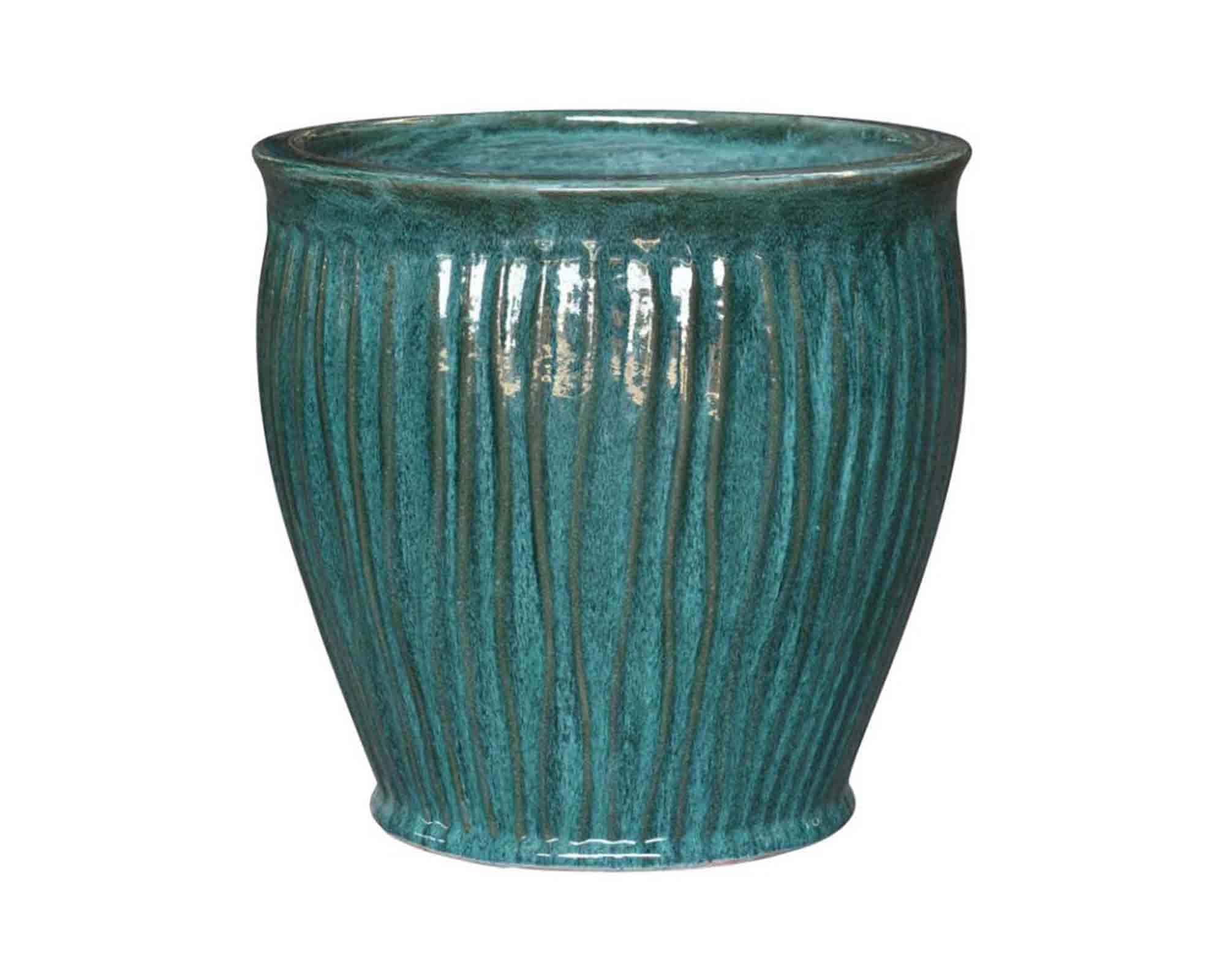 Cachepot Portly Belly Wave Smaltato Verde D19x19cm in Terracotta