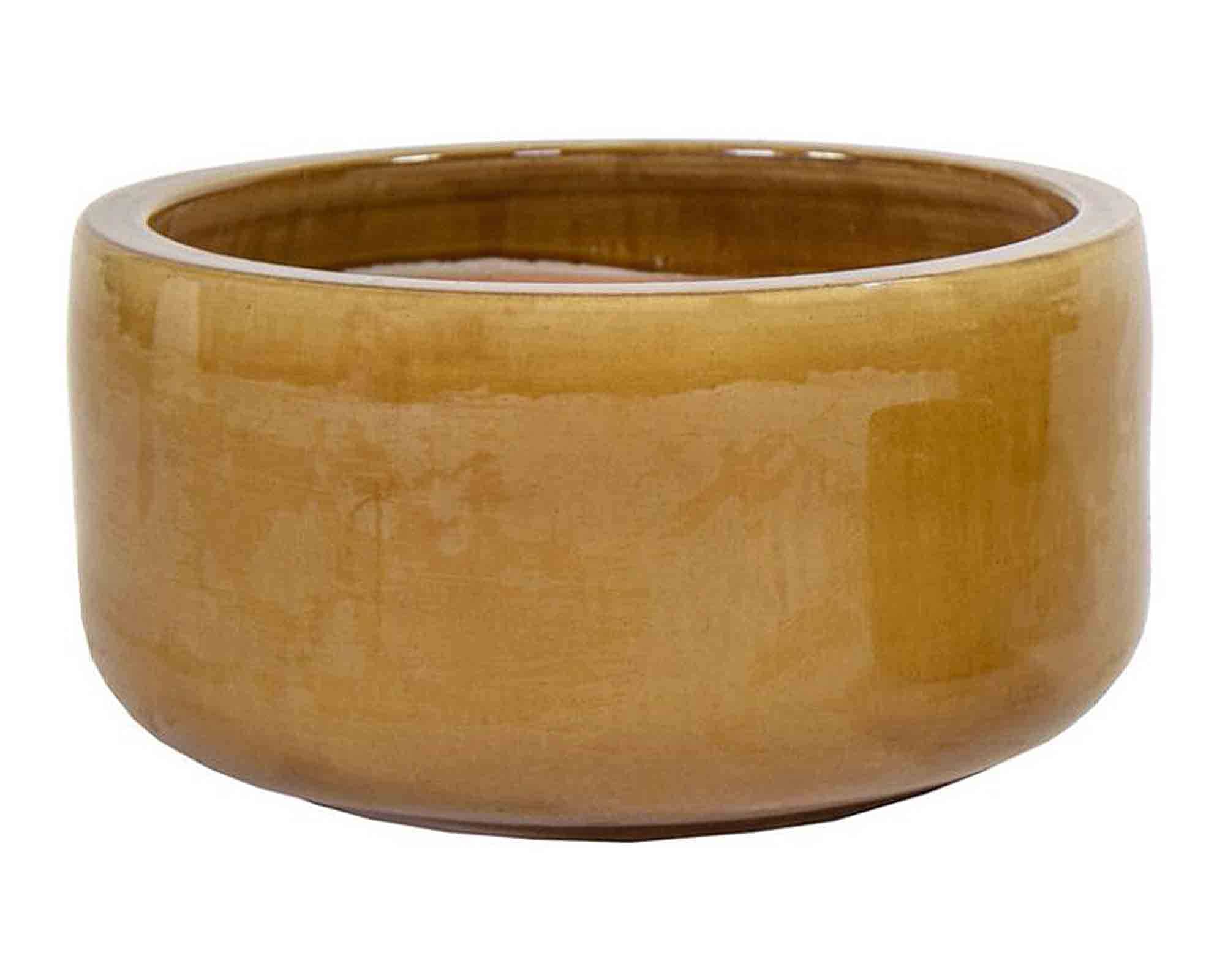 Cachepot Glazed Bowl Smaltato Miele D31x15cm in Terracotta