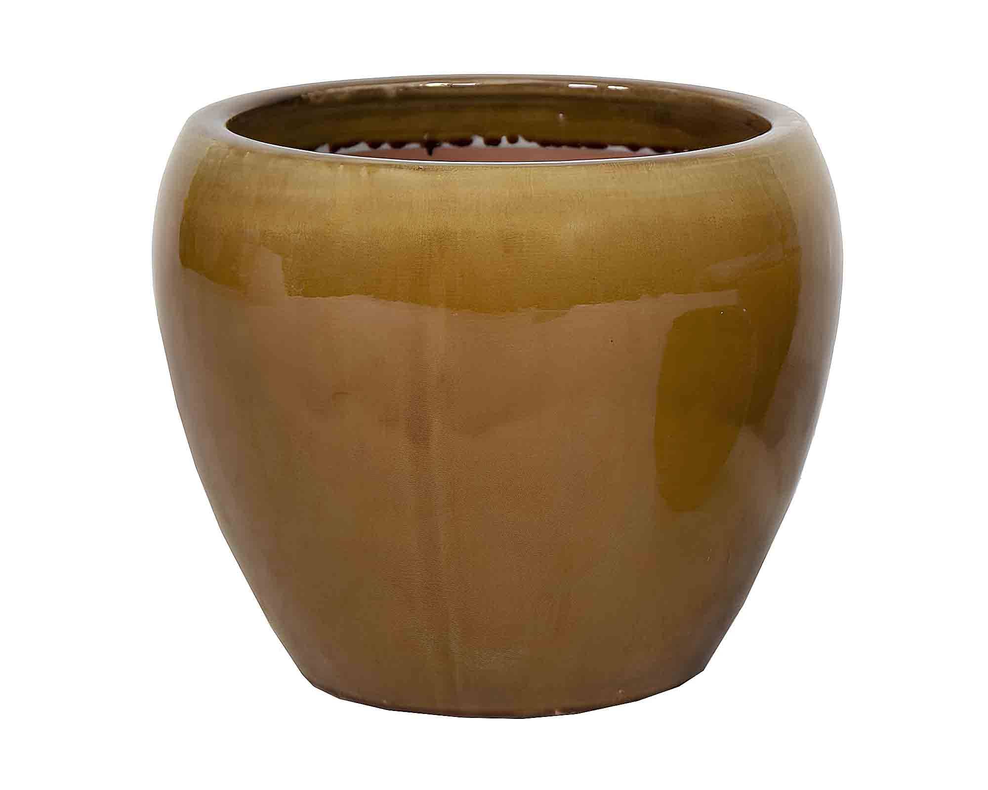 Cachepot Glazed Bowl Smaltato Miele D19x16,5cm in Terracotta