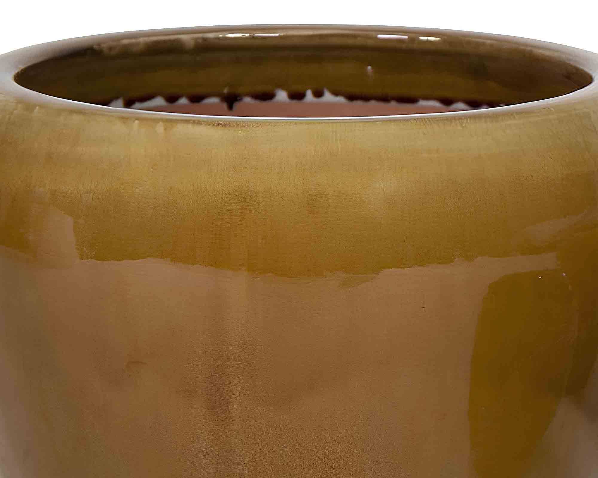 Cachepot Glazed Bowl Smaltato Miele D19x16,5cm in Terracotta - immagine 2