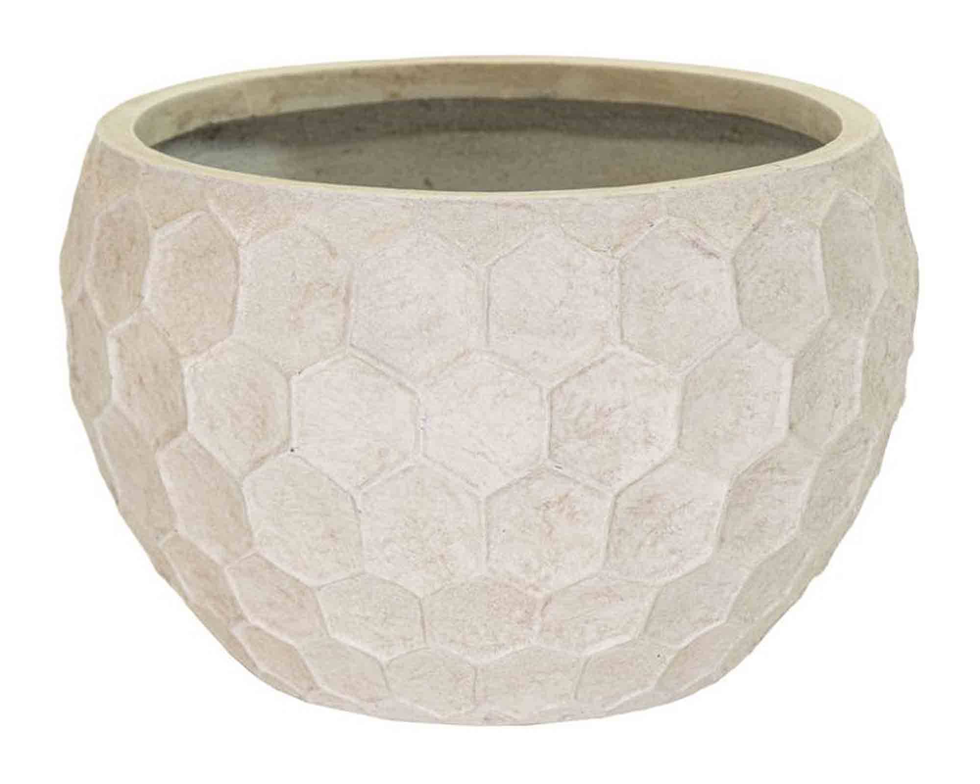 Cachepot Elegante e Decorativo Smaltato Bianco D42,5x27cm in Fibra di Cemento