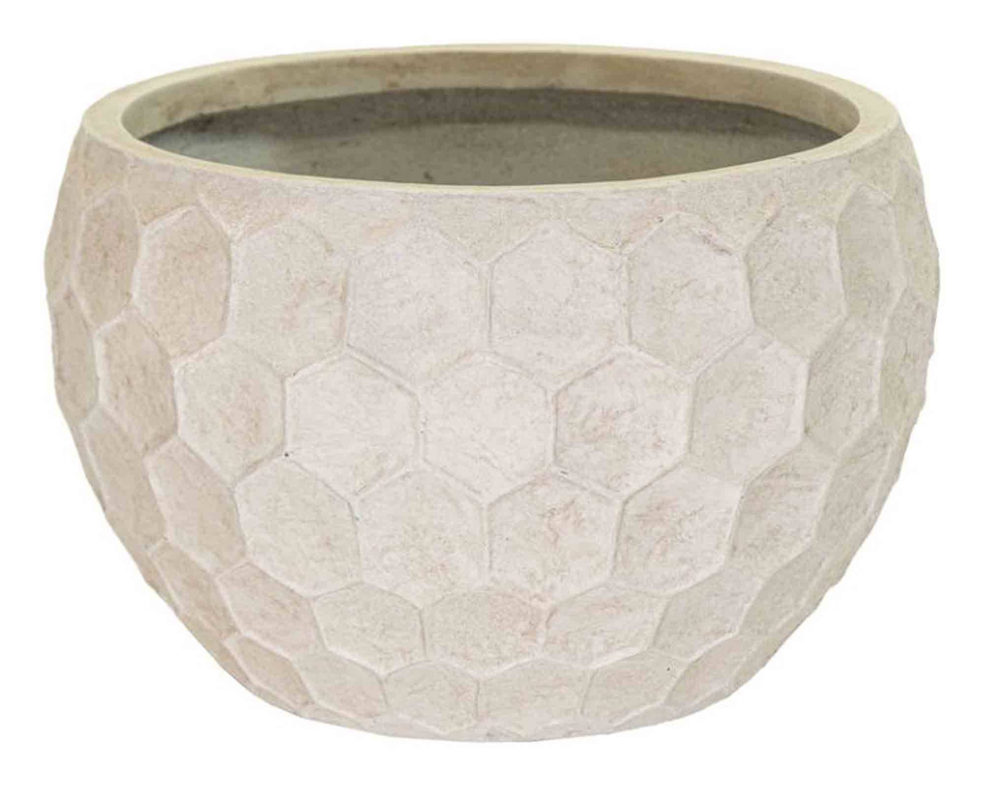 Cachepot Elegante e Decorativo Smaltato Bianco D56x36,5cm in Fibra di Cemento