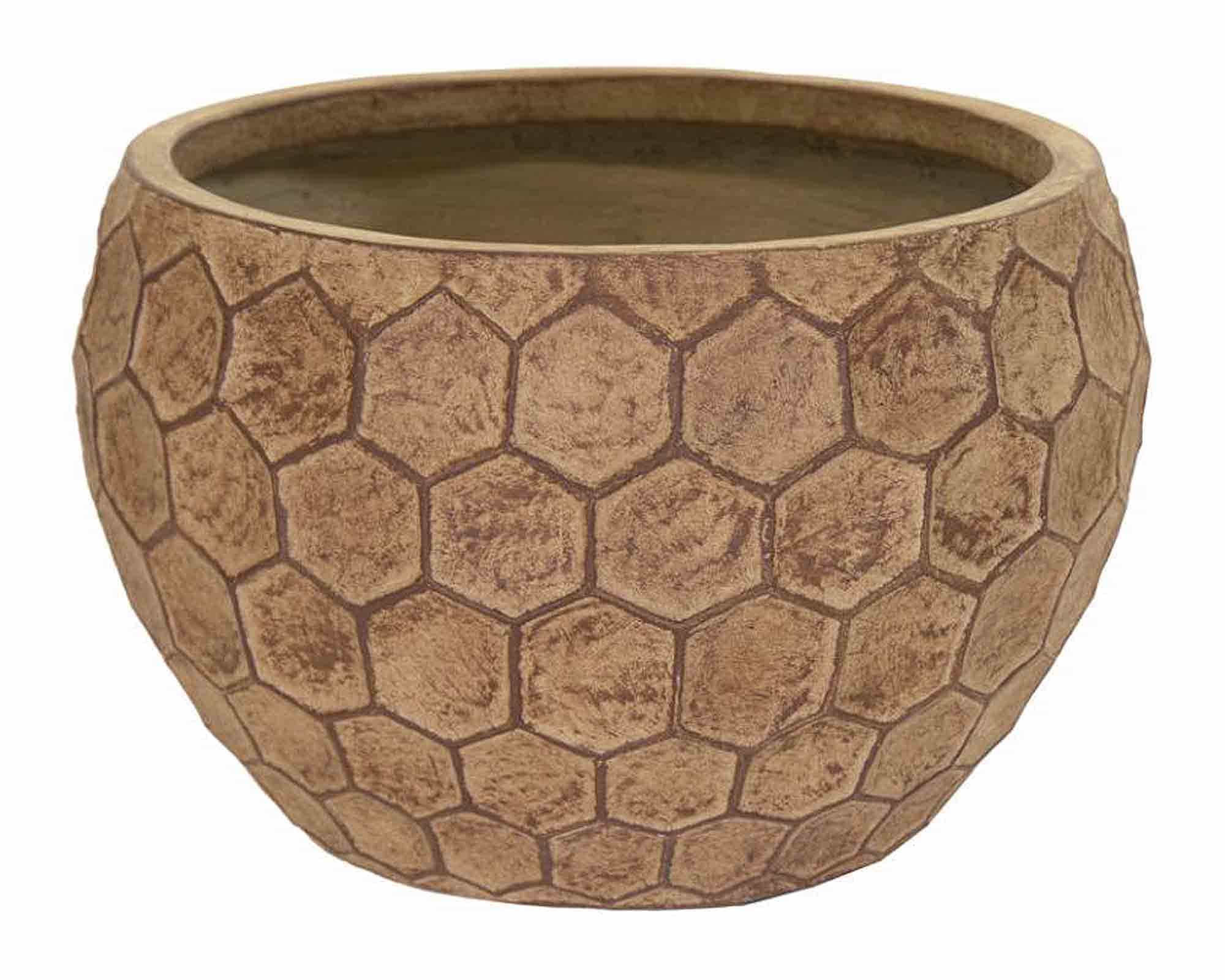 Cachepot Yara Bowl Smaltato Caramello D42,5x27cm in Terracotta