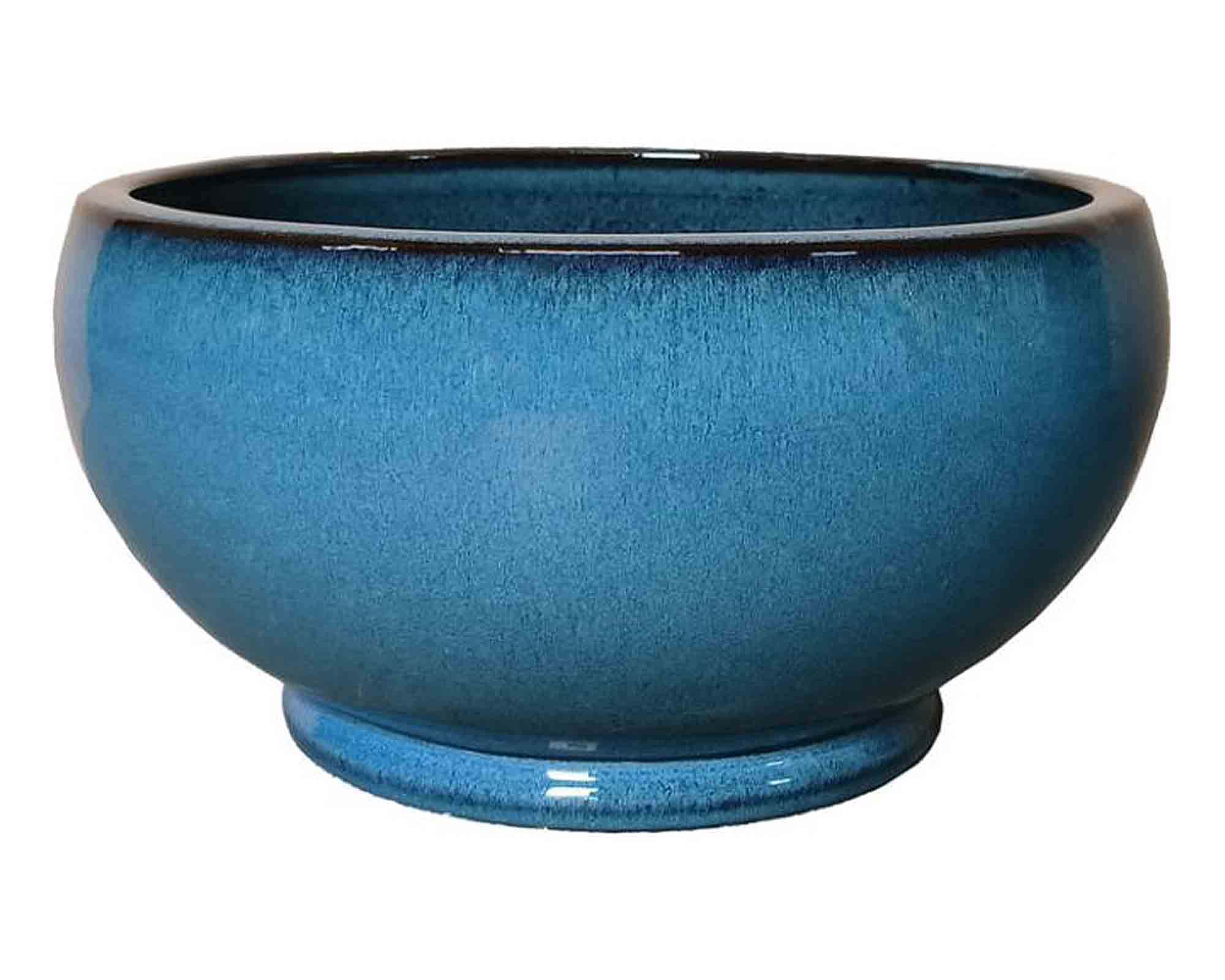 Cachepot Noble Bow Smaltato Blu Antico D53x25cm in Terracotta