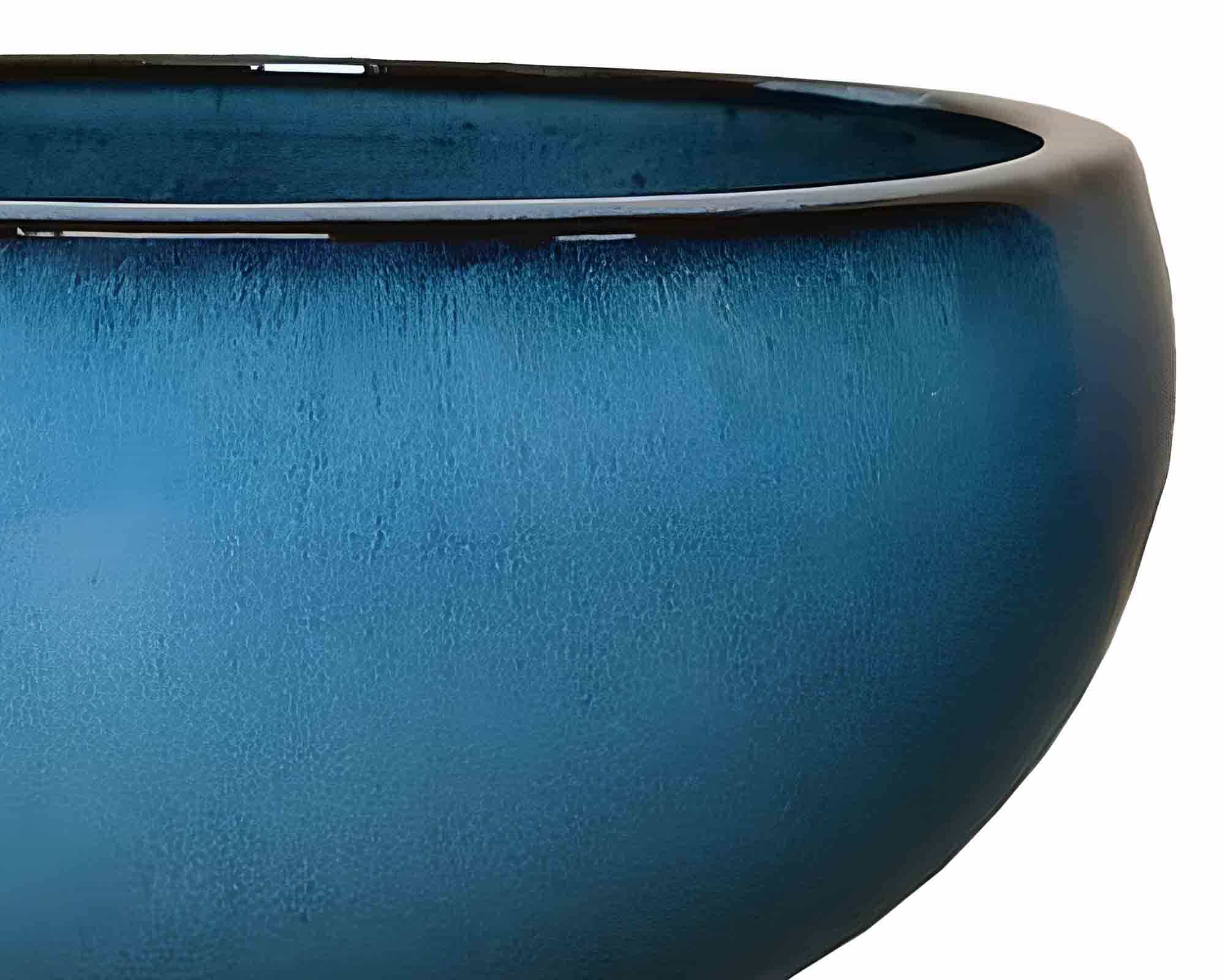 Cachepot Noble Bow Smaltato Blu Antico D53x25cm in Terracotta - immagine 2