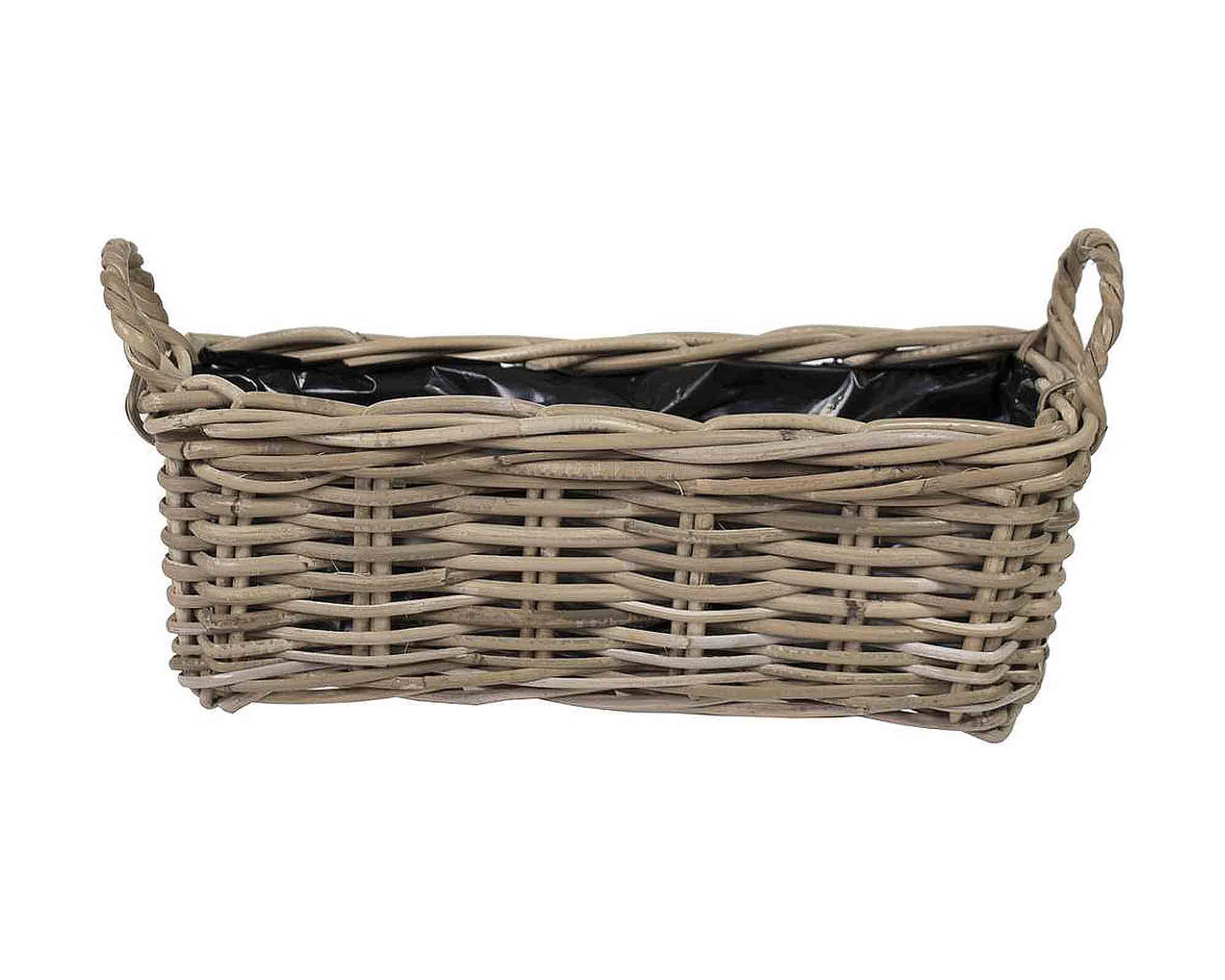 Cesta Rettangolare con Manici Naturale 39x16x15cm in Rattan