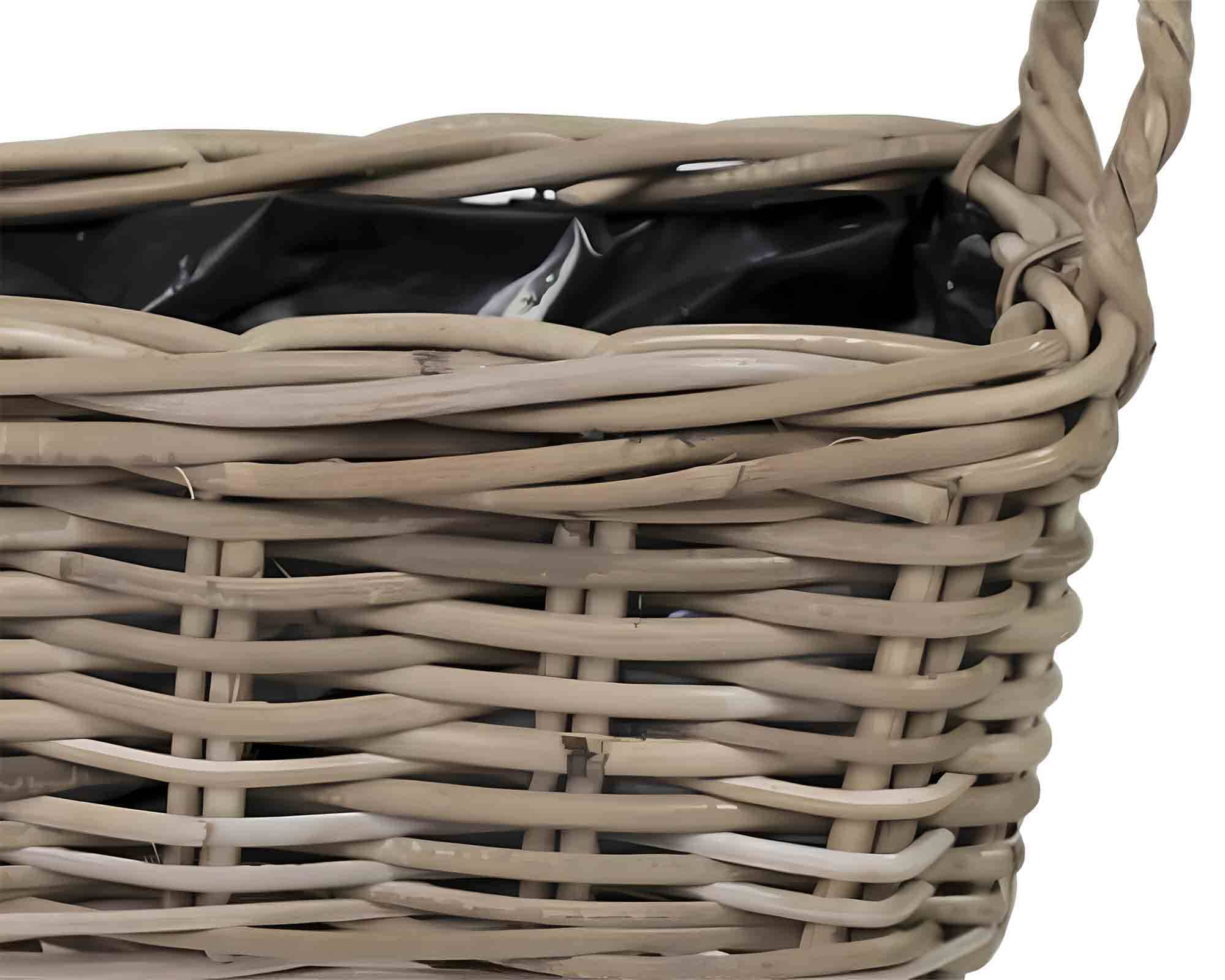 Cesta Rettangolare con Manici Naturale 39x16x15cm in Rattan - immagine 2