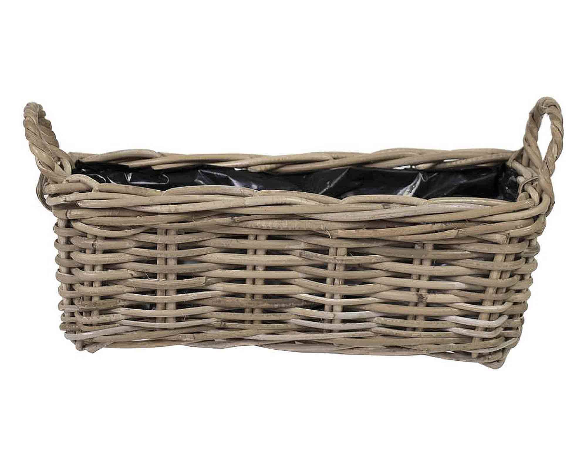 Cesta Rettangolare con Manici Naturale 45x20x17cm in Rattan