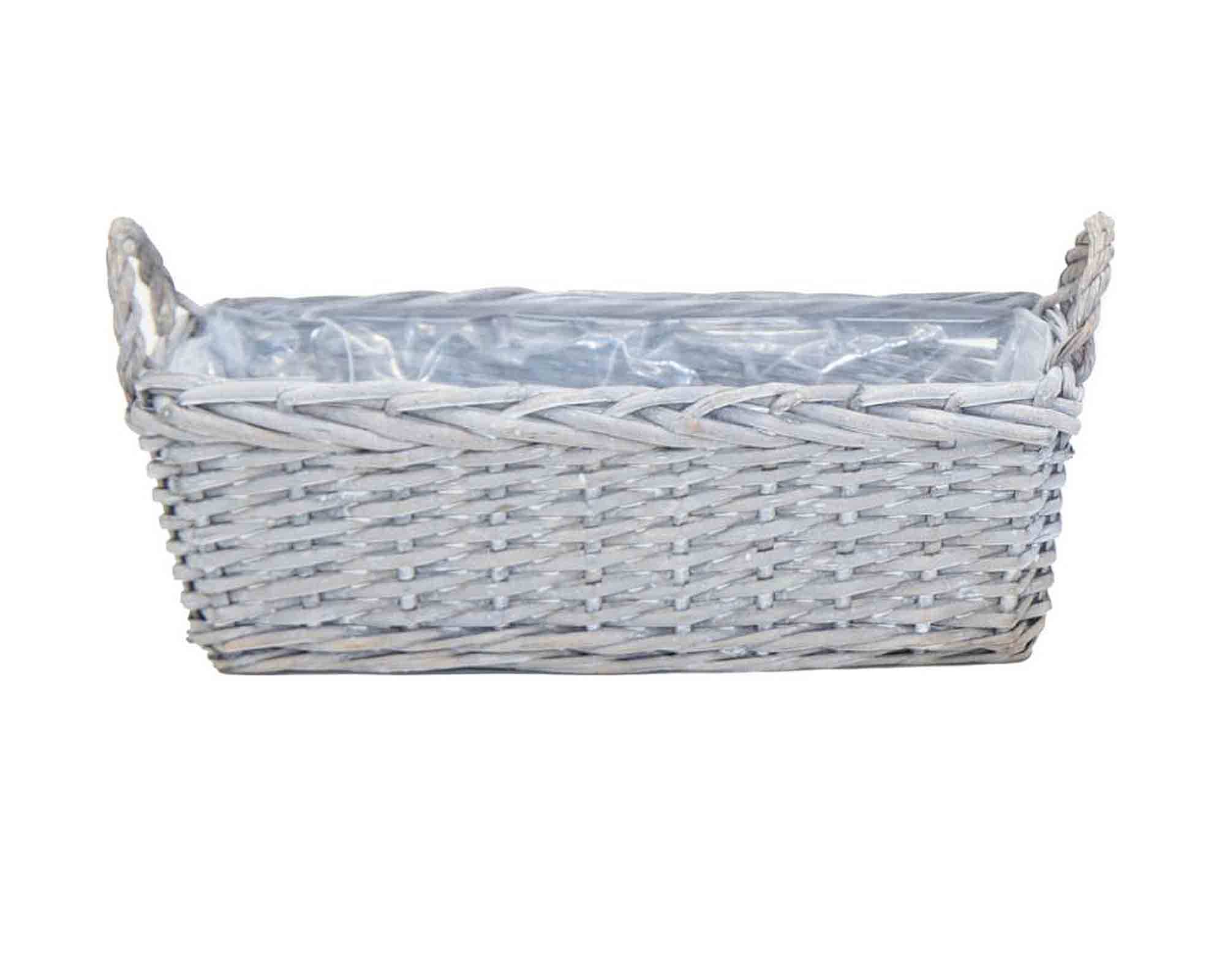 Cesta Rettangolare con Manici Naturale Grigio 36x16x12cm in Rattan