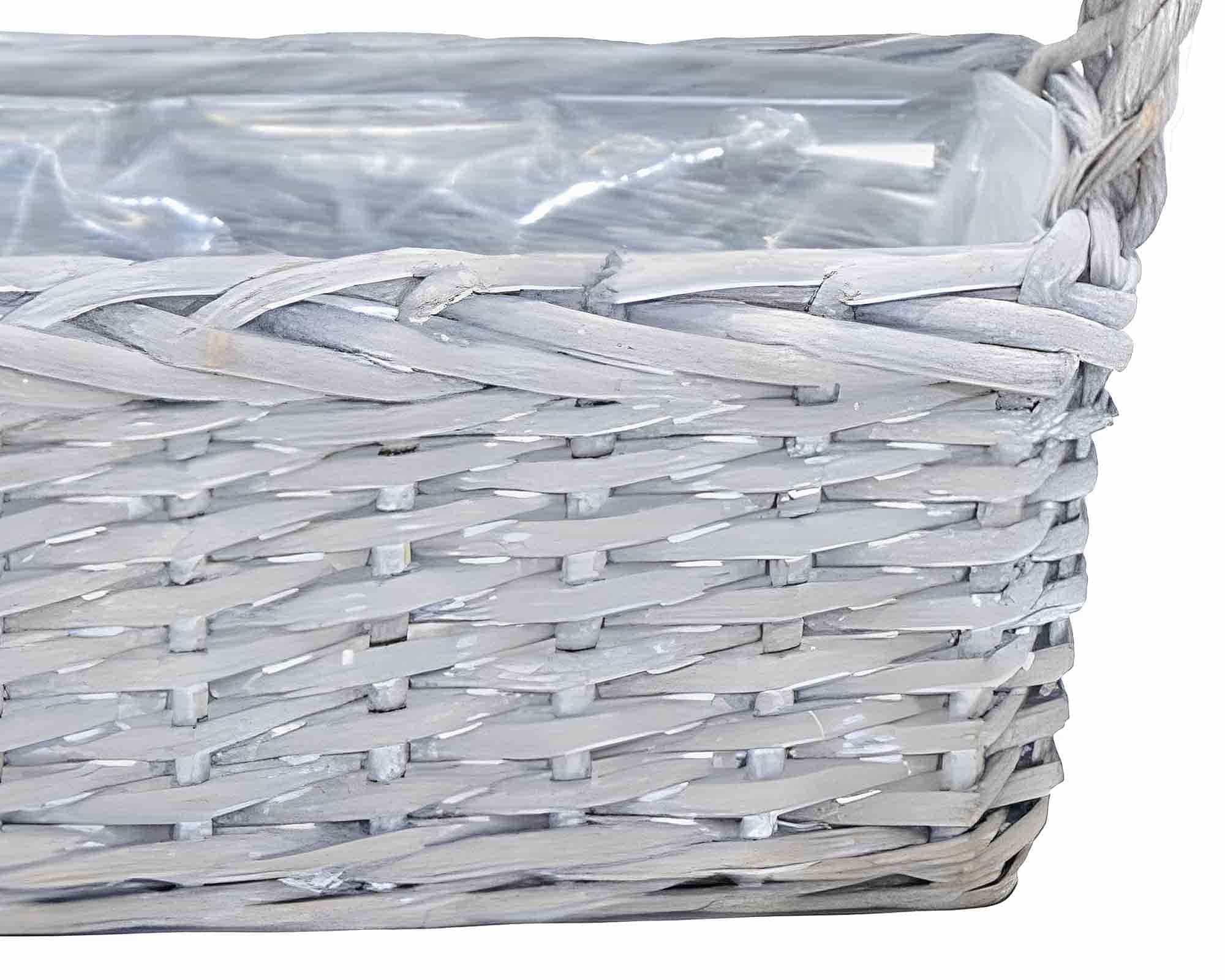 Cesta Rettangolare con Manici Naturale Grigio 36x16x12cm in Rattan - immagine 2