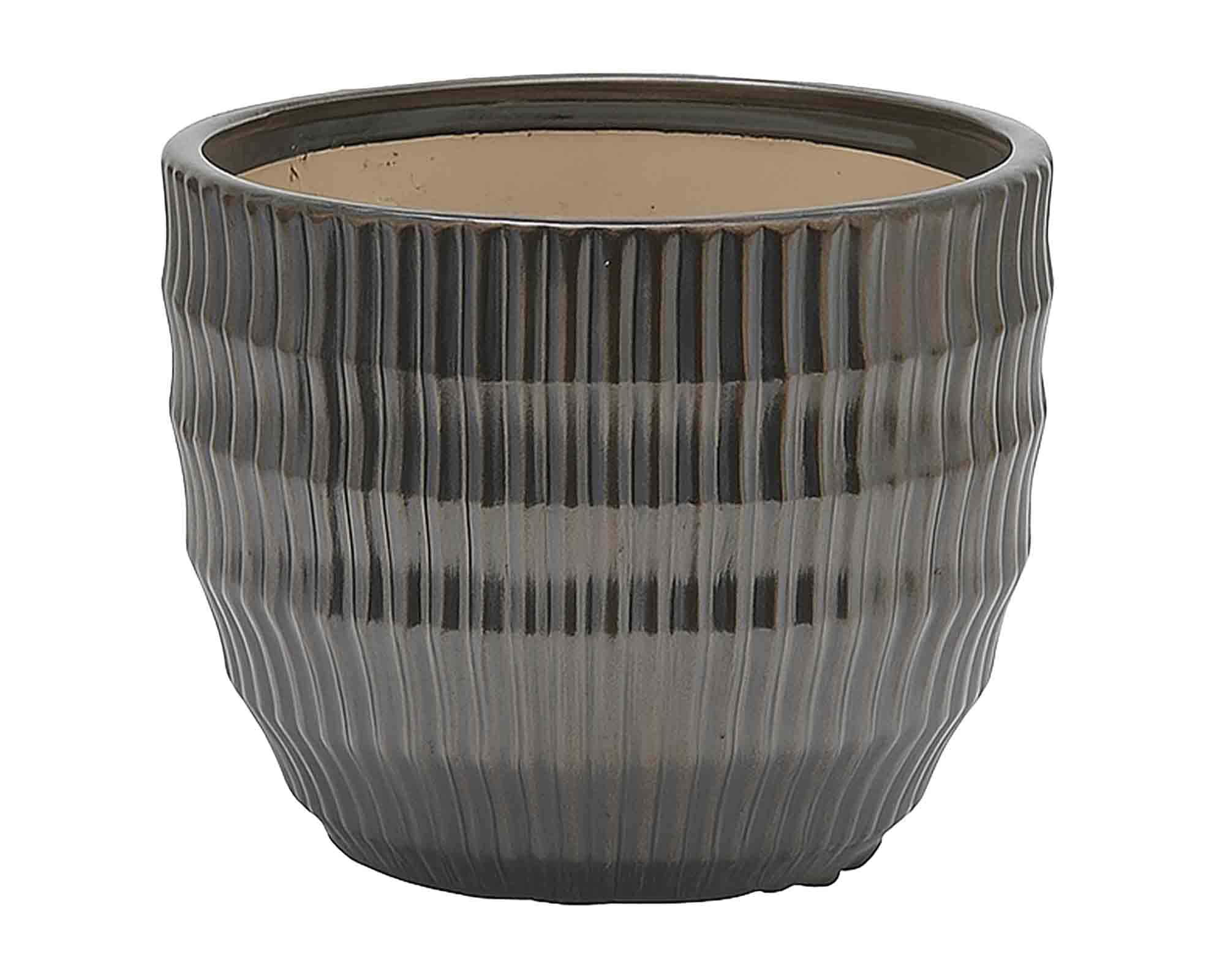 Cachepot Solchi Black Silver D22x18cm in Ceramica