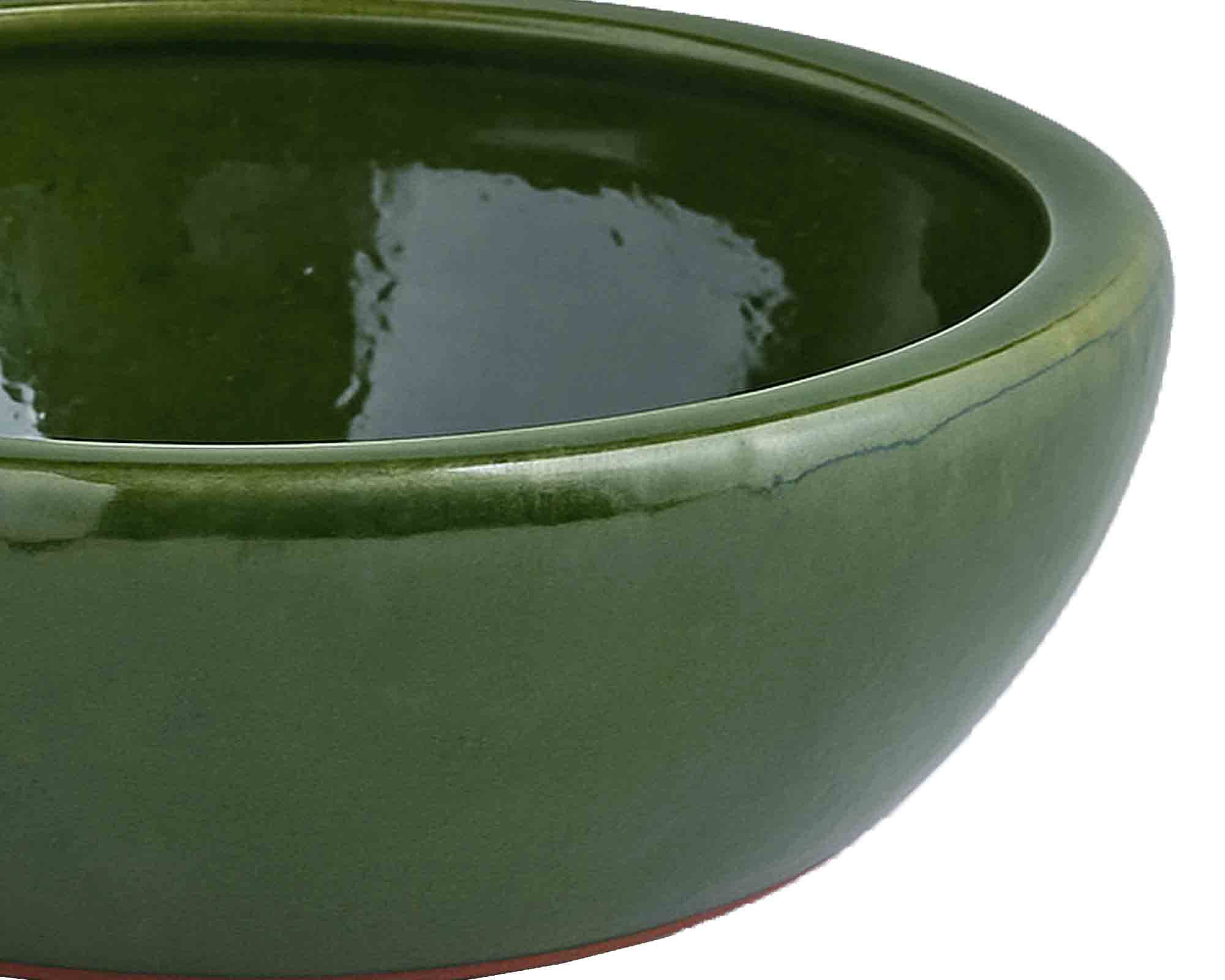 Cachepot Striato Elegante e Decorativo Oliva D42x18cm in Ceramica - immagine 2