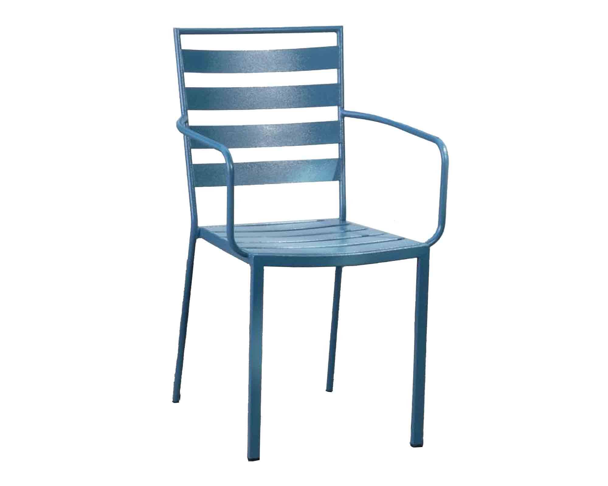 Set Pranzo Tavolo 160x90x75 + 4 Poltrone Santorini Blu in Ferro - immagine 3