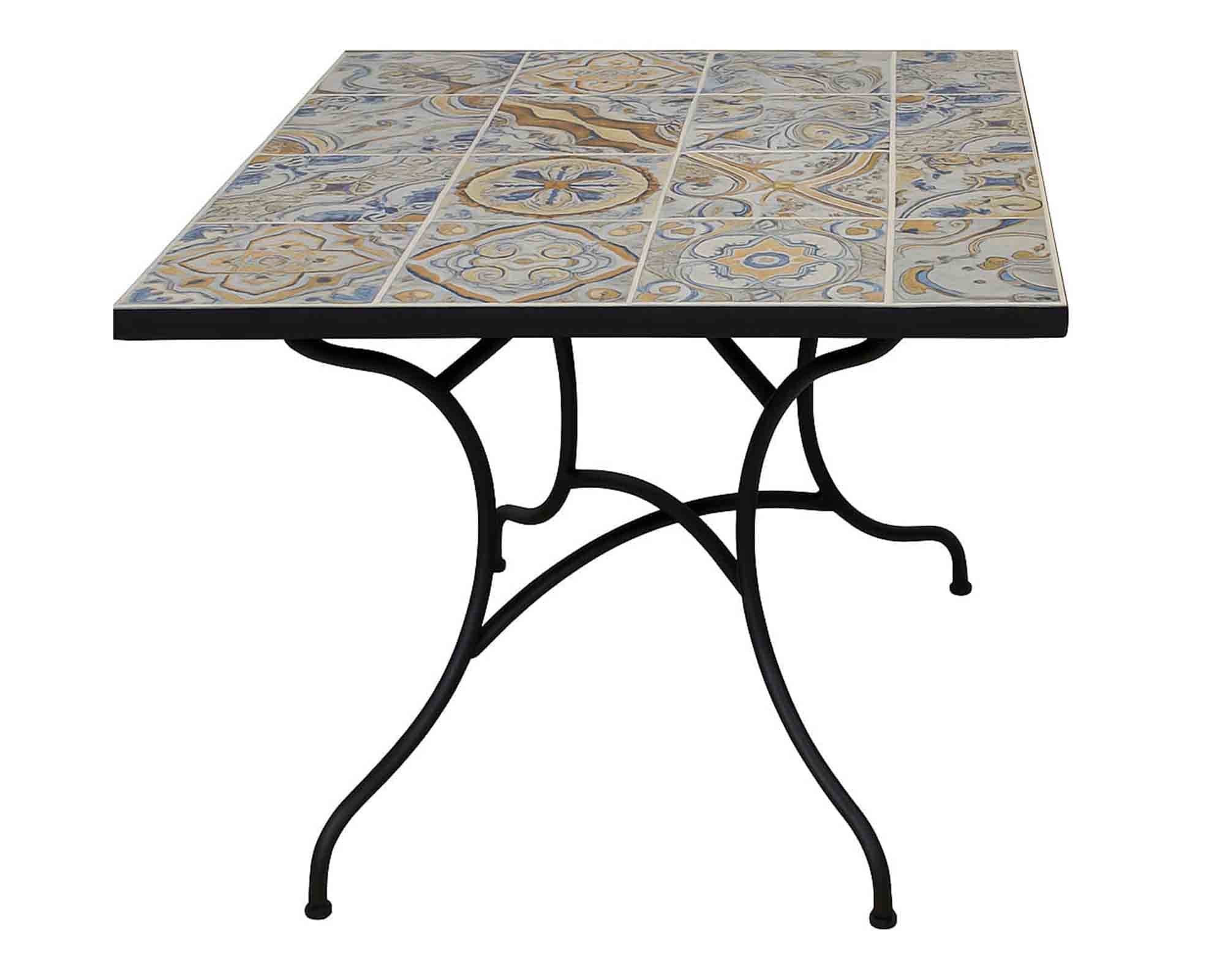 Set Pranzo Tavolo 80x80x75 + 4 Poltrone Santorini Nero in Ferro e Gres - immagine 3