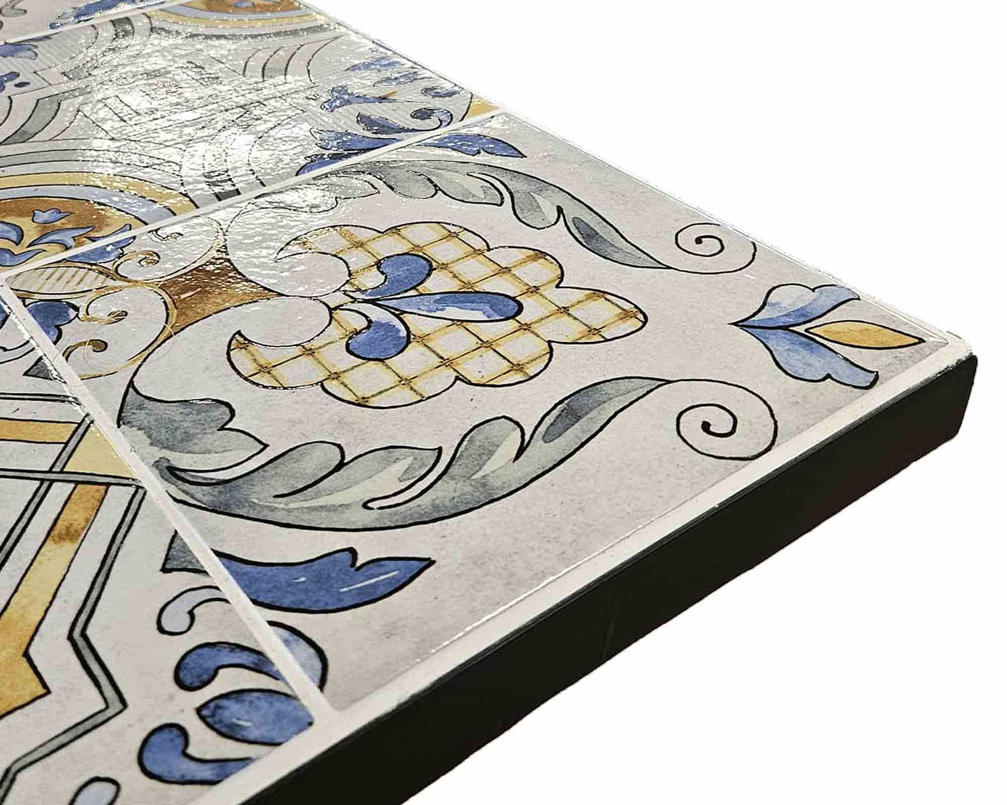 Set Pranzo Tavolo 80x80x75 + 4 Poltrone Santorini Nero in Ferro e Gres - immagine 4