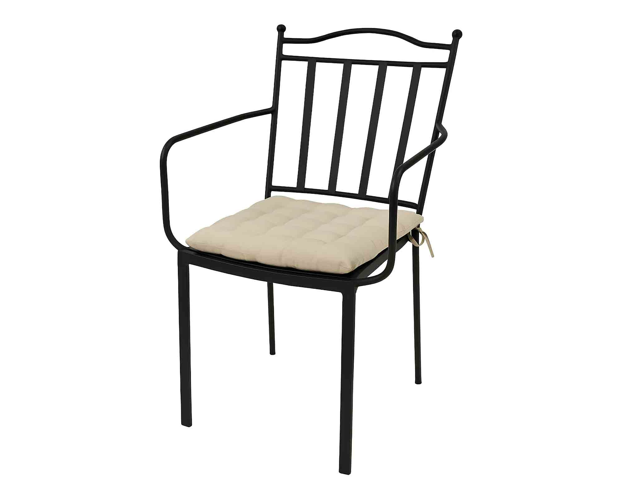 Set Pranzo Tavolo 100x200 + 4 Poltrone Santorini Nero in Ferro e Ceramica - immagine 2