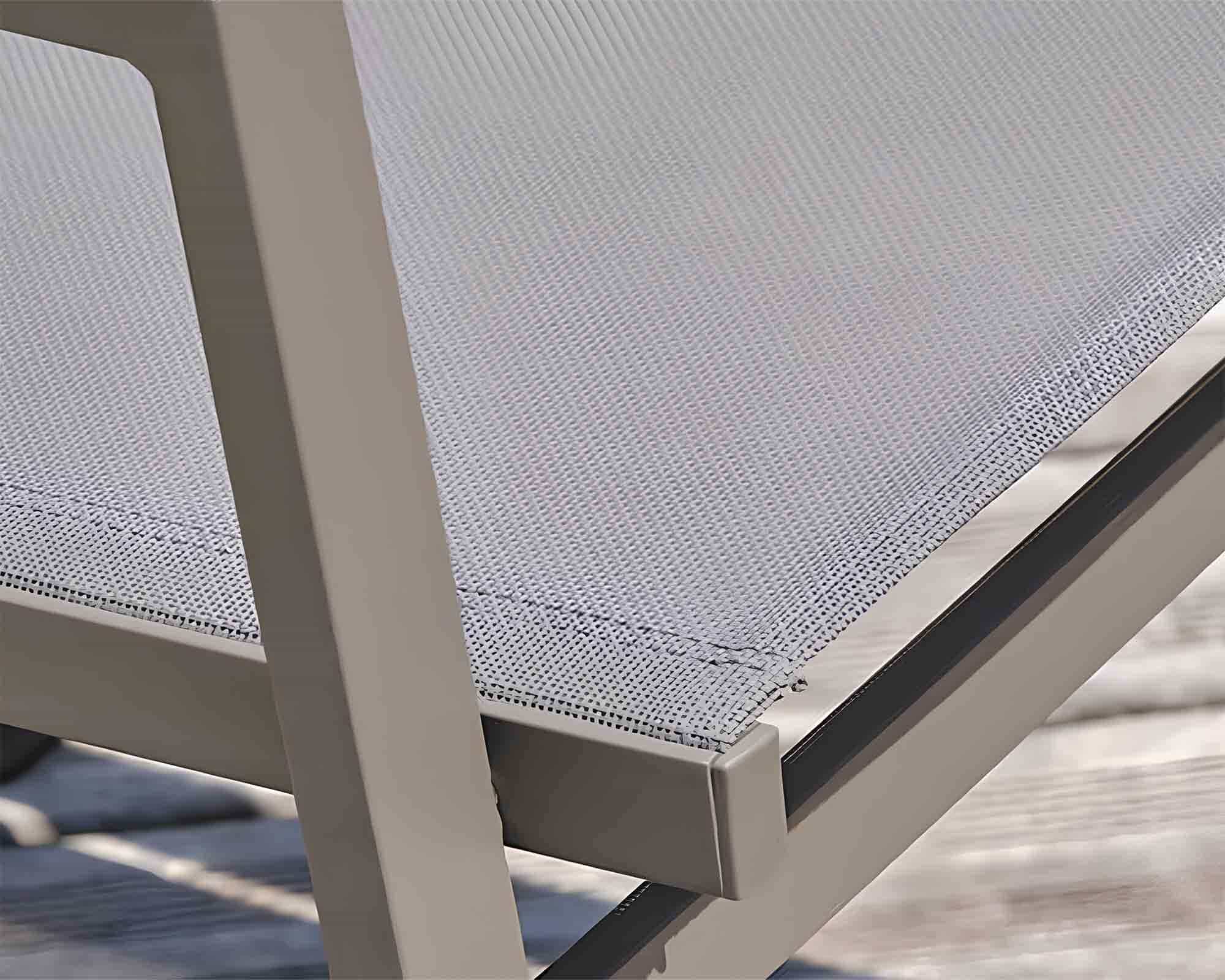 Set Pranzo Tavolo Allungabile 200/250x100cm Antracite e Grigio + 4 Sedia Antracite Boston in Alluminio e Textilene - immagine 4