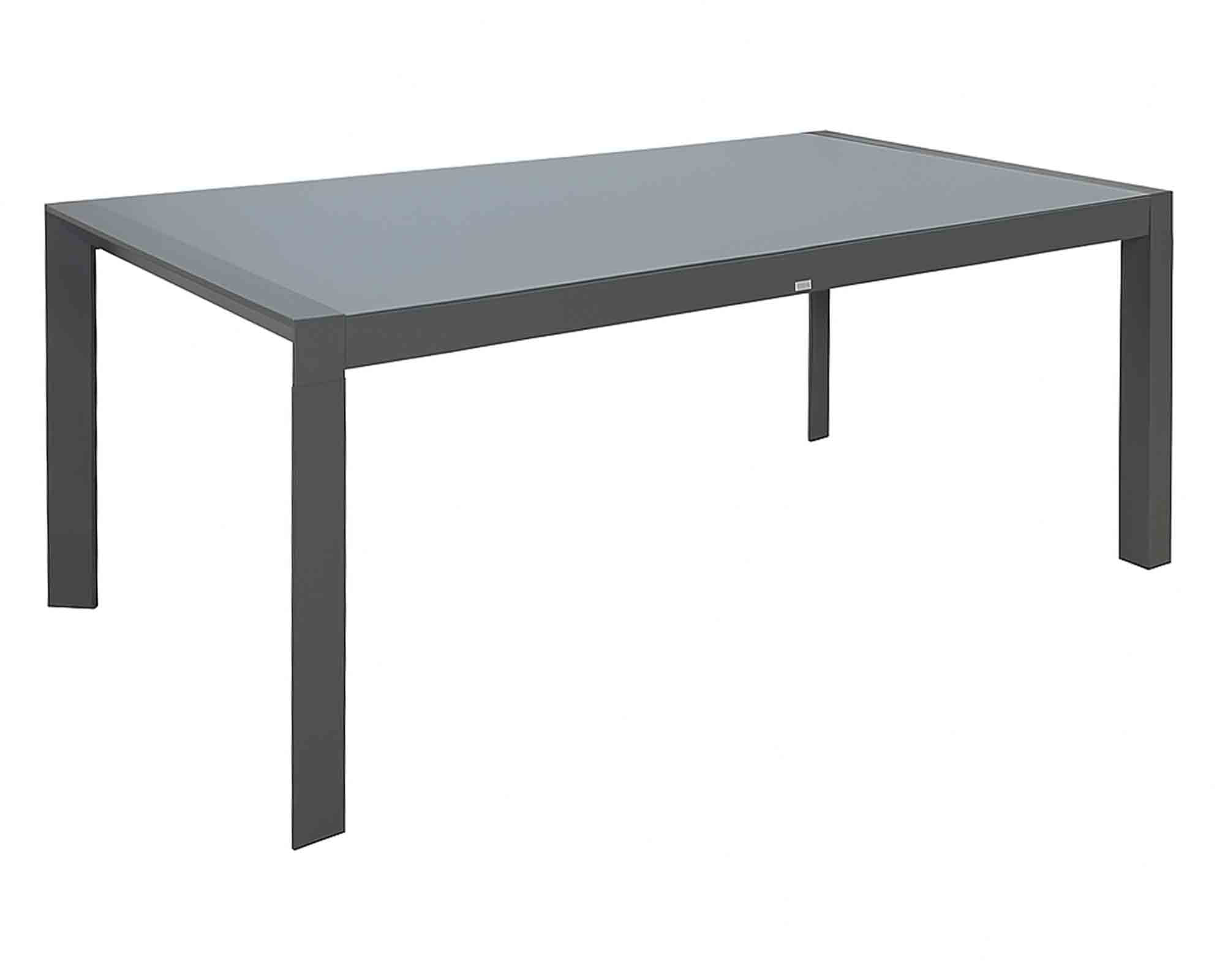 Set Pranzo Tavolo Allungabile 200/250x100cm Antracite e Grigio + 4 Sedia Antracite Boston in Alluminio e Textilene - immagine 2