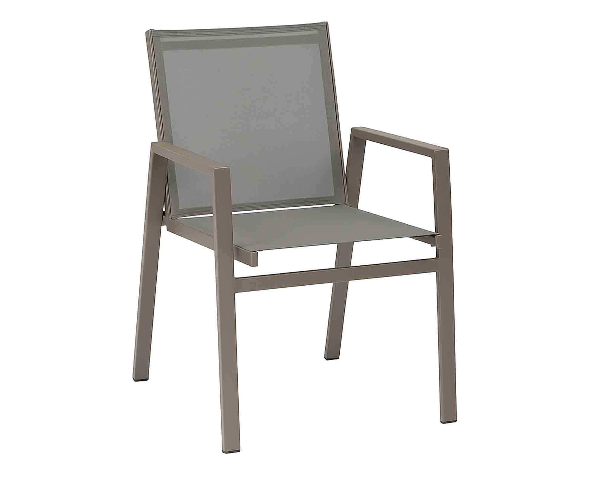 Set Pranzo Tavolo Allungabile 200/250x100cm Antracite e Grigio + 4 Sedia Antracite Boston in Alluminio e Textilene - immagine 3